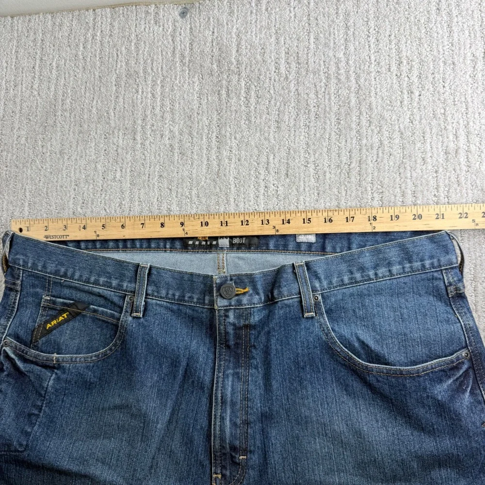 Ariat Rebar M4 Relaxed Boot Cut Jeans Mens Size 42x30 Blue Denim Workwear